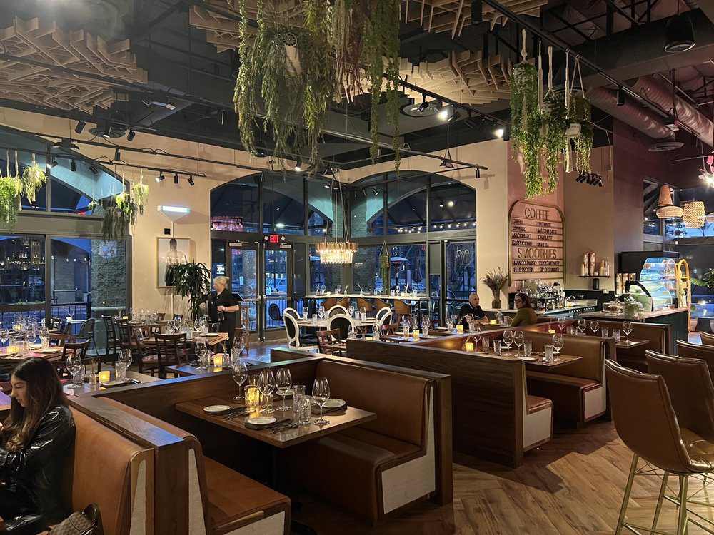 Walnut restaurant booths and millwork dividers